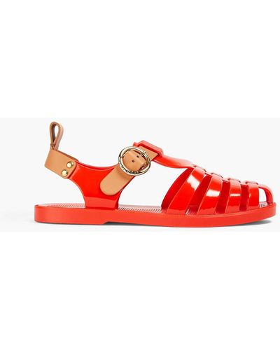 See By Chloé Leather-trimmed Rubber Sandals - Red