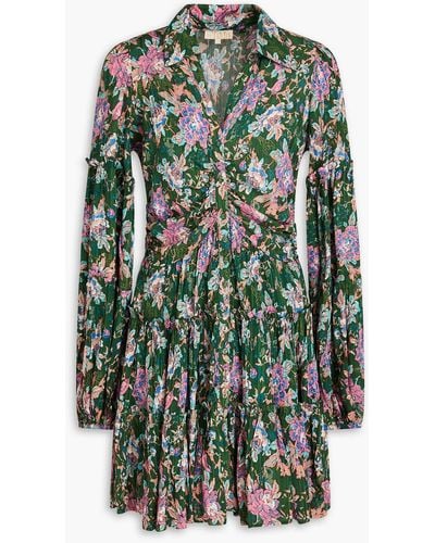 byTiMo Gestuftes minikleid aus jacquard mit floralem print - Grün