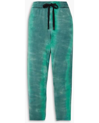 Splits59 Reena Cropped Tie-dyed Stretch-modal French Terry Track Trousers - Green