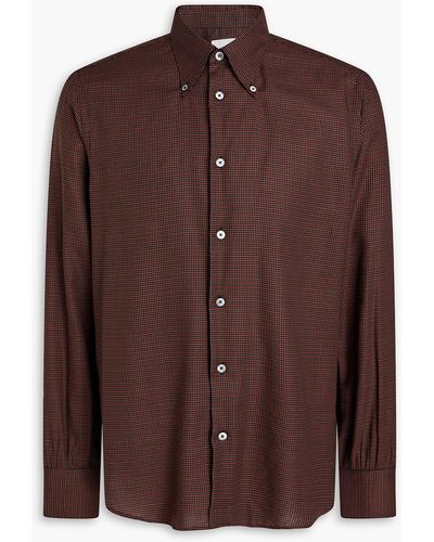 Paul Smith Checked Cotton-blend Poplin Shirt - Brown