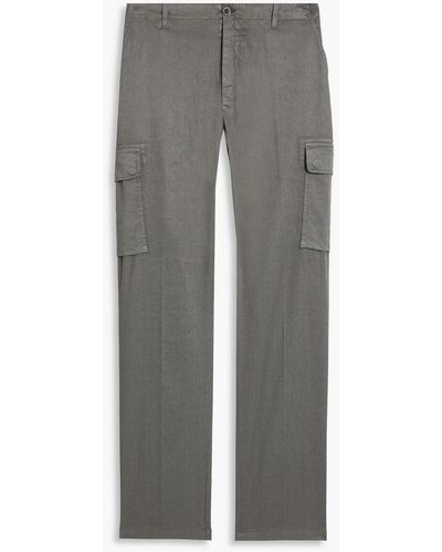 120% Lino Linen And Cotton-blend Twill Cargo Pants - Gray