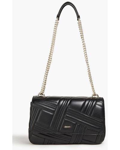 DKNY Quilted Padded Leather Shoulder Bag - Black