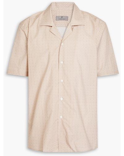 Canali Printed Cotton-poplin Shirt - Natural