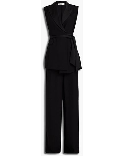 Diane von Furstenberg Bernice Belted Crepe De Chine Wide-leg Jumpsuit - Black