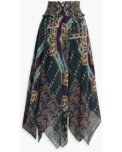 Cara Cara Harvey Printed Silk-chiffon Midi Skirt - Green