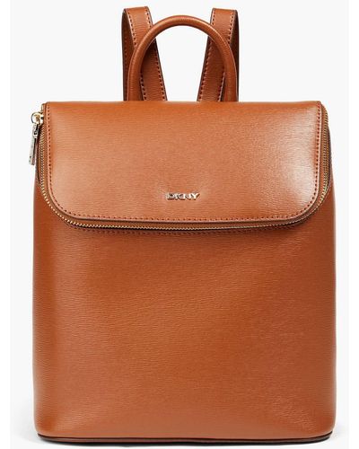 DKNY Textured Leather Backpack - Brown