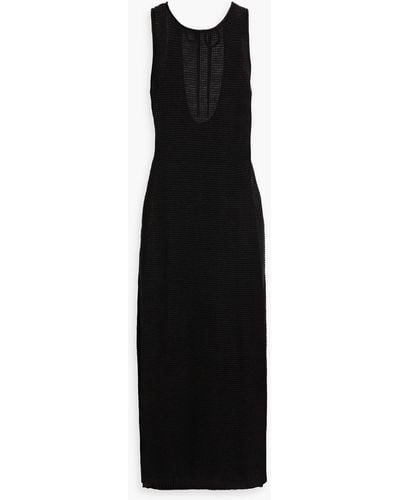 Onia Open-knit Linen Midi Dress - Black