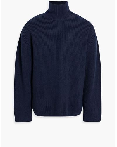 IRO Valens Ribbed Merino Wool Turtleneck Sweater - Blue