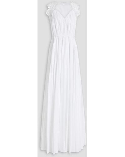 Alberta Ferretti Pleated Cutout Cotton-blend Poplin Gown - White