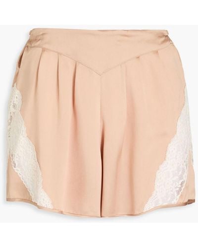 Maison Margiela Shorts aus seidensatin mit einsätzen aus schnurgebundener spitze und falten - Natur