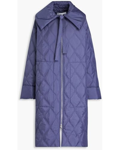 Ganni Quilted Ripstop Coat - Blue