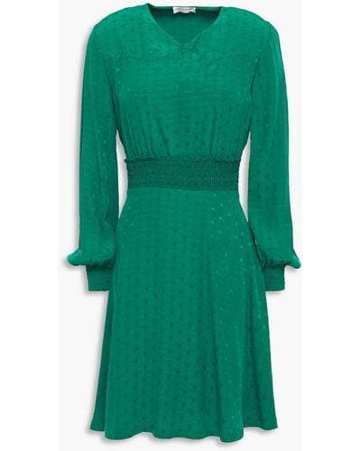 Sandro Claudia Polka-dot Satin-jacquard Mini Dress - Green