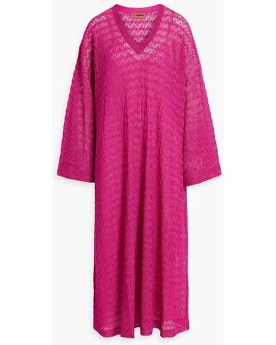 Missoni Oversized Metallic Crochet-knit Kaftan - Pink