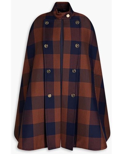 Temperley London Halcyon Checked Wool-blend Cape - Red