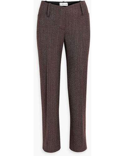Victoria Beckham Herringbone Wool Straight-leg Pants - Red