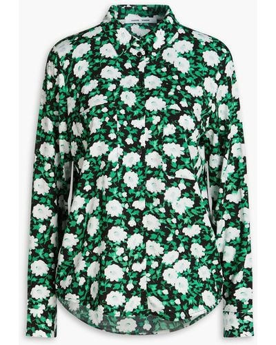 Samsøe & Samsøe Floral-print Ecovero-blend Shirt - Green