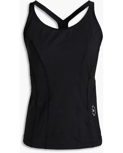 adidas By Stella McCartney Tanktop aus stretch-material mit logoprint und cut-outs - Schwarz