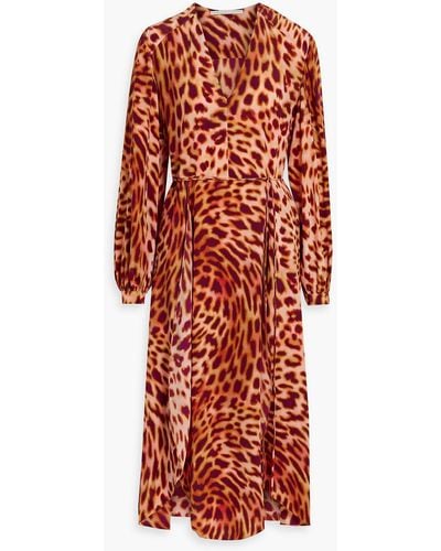 Stella McCartney Leopard-print Silk-chiffon Midi Dress - Red