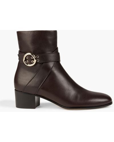 Jimmy Choo Blanka 40 Buckled Leather Ankle Boots - Brown