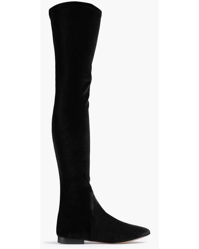 Le Monde Beryl Stretch-velvet Thigh Boots - Black