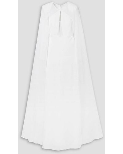 Roland Mouret Cape-effect Stretch-cady And Chiffon Gown - White