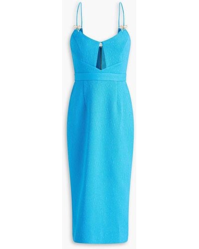 Rebecca Vallance Bow-detailed Cloqué Midi Dress - Blue