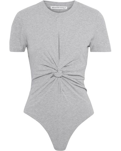 T By Alexander Wang Twisted Mélange Stretch-cotton Jersey Bodysuit - Gray