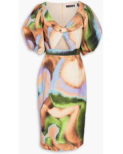ROTATE BIRGER CHRISTENSEN Cara Cutout Organic Cotton-poplin Midi Dress - Multicolour