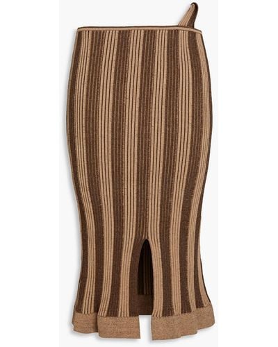 Jacquemus Gelato Striped Ribbed Stretch Cotton-blend Midi Skirt - Brown