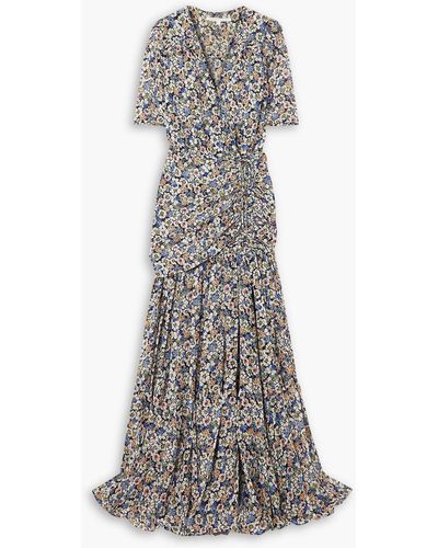 Veronica Beard Mick Floral-print Silk-chiffon Maxi Dress - Grey