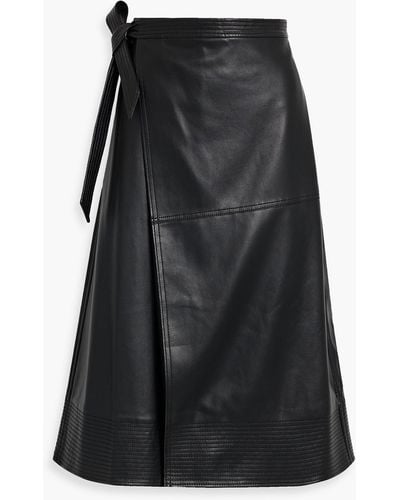Jonathan Simkhai Bia Wrap-effect Faux Leather Midi Skirt - Black