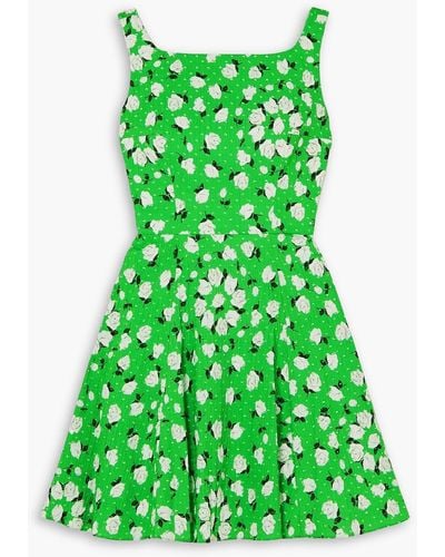 Emilia Wickstead Panna Floral-print Textured Stretch-cotton Mini Dress - Green