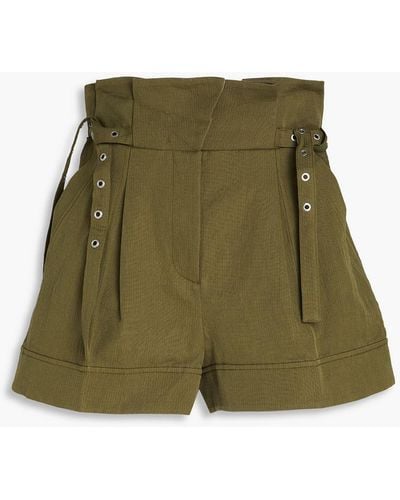 3.1 Phillip Lim Belted Cotton And Linen-blend Shorts - Green