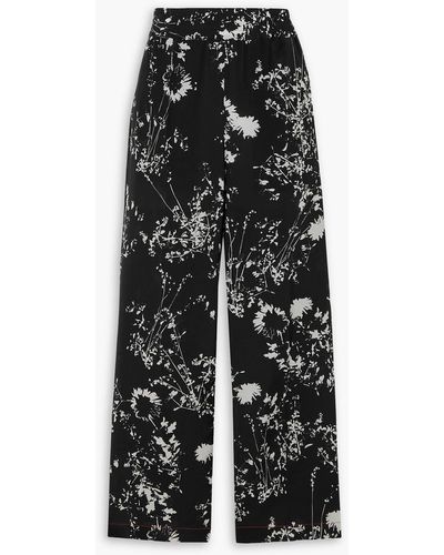 Victoria Beckham Floral-print Silk Crepe De Chine Pyjama Trousers - Black