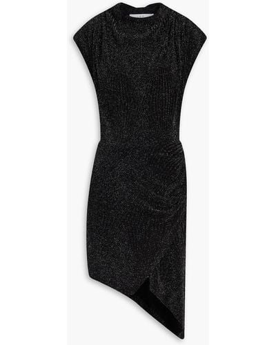 IRO Asymmetric Wrap-effect Metallic Knitted Dress - Black