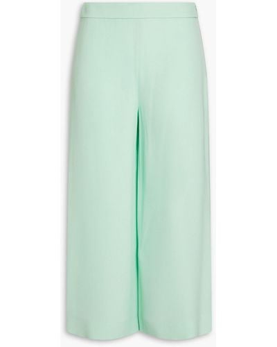 Emilio Pucci Cropped Silk-crepe Wide-leg Trousers - Green