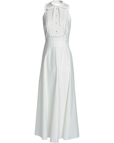 Temperley London Woman Fountain Pintucked Cotton-poplin Halterneck Midi Dress White