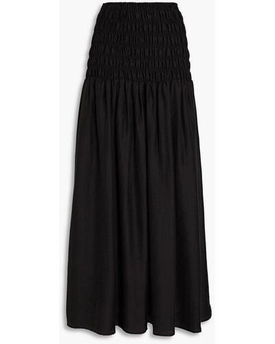Rachel Gilbert Elena Strapless Shirred Tm-blend Midi Dress - Black