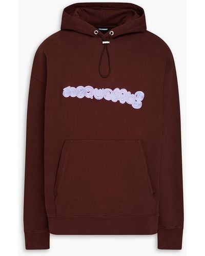 Jacquemus Spirale Embroidered French Cotton-terry Hoodie - Brown