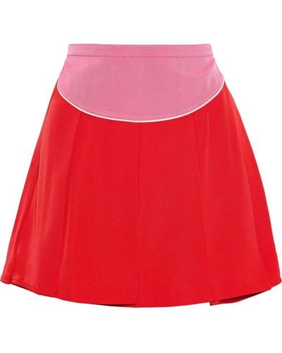 Valentino Garavani Pleated Two-tone Faille Mini Skirt - Red