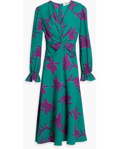 Diane von Furstenberg Ananba Twist-front Printed Crepe Midi Dress - Green