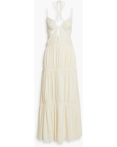Jonathan Simkhai Lina Tiered Cutout Crepon Maxi Dress - White