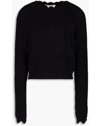 Victoria Beckham Crochet-knit Cotton-blend Jumper - Black