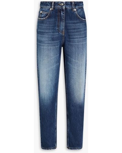 IRO Aja Distressed High-rise Slim-leg Jeans - Blue