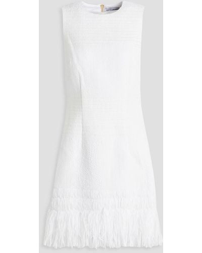 Rebecca Vallance Fringed Tweed Mini Dress - White