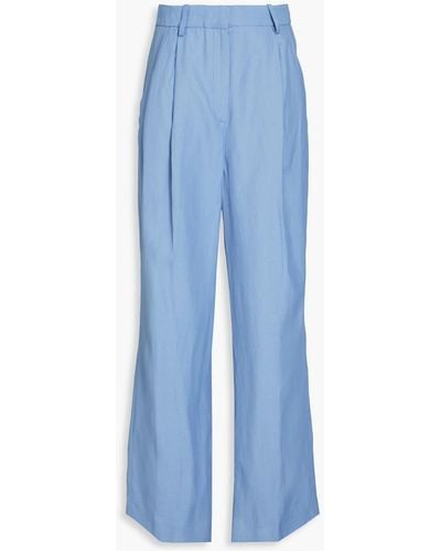 Loulou Studio Pleated Twill Wide-leg Trousers - Blue