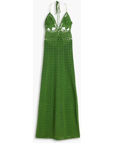 Cult Gaia Mercedes neckholder-midikleid aus gehäkelter baumwolle - Grün
