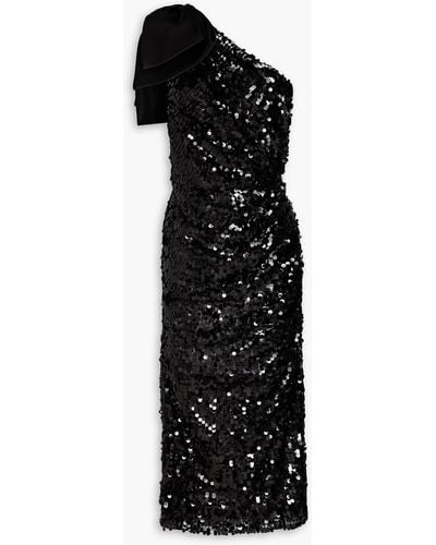 Dolce & Gabbana One-shoulder Sequined Tulle Midi Dress - Black