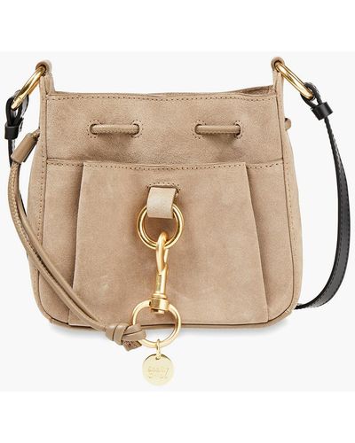 See By Chloé Tony Leather-paneled Suede Bucket Bag - Natural
