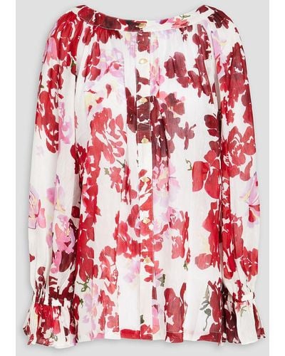Aje. Le Corsaire Floral-print Linen And Silk-blend Shirt - Red